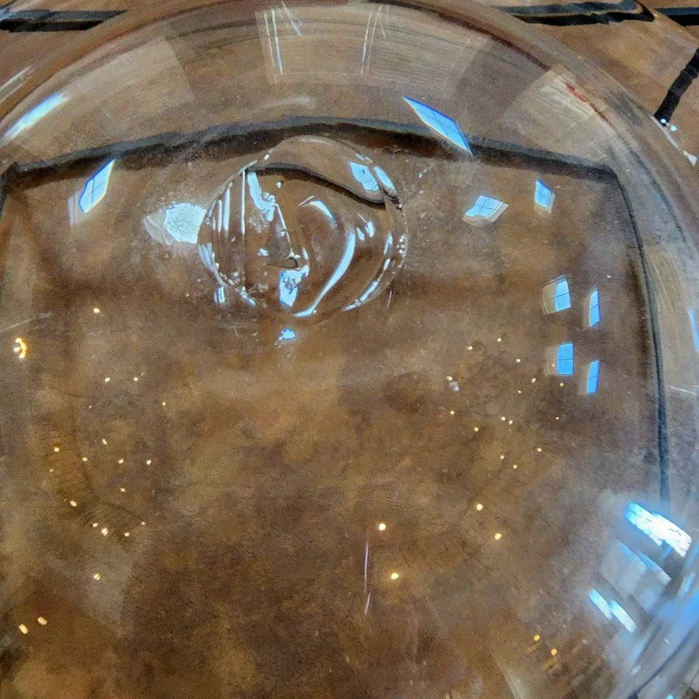 1998 NIB TWIG BOWL Center Piece Serving Handblown Glass Bowl Square Metal Frame